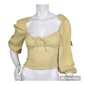 NWT Wilfred Yellow Boho Crop‎ Top Size XS